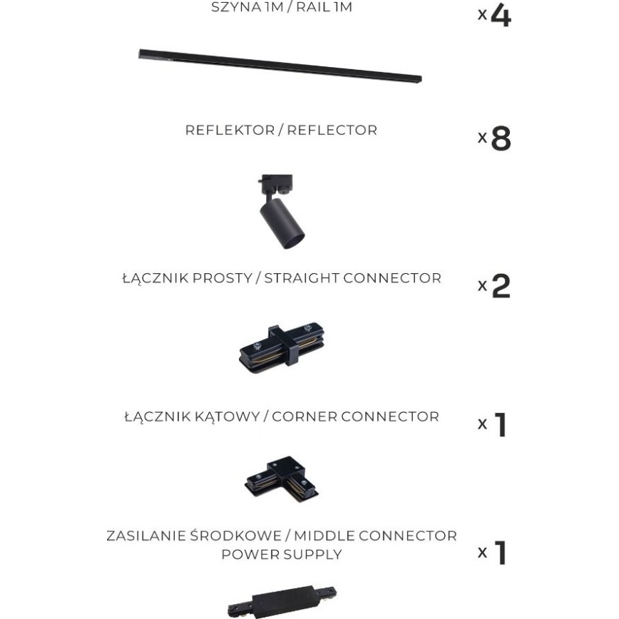Zuma Line - Точково осветително тяло за шинна система 8xGU10/35W/230V черно