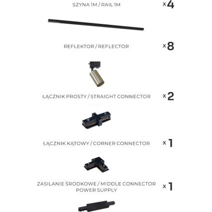 Zuma Line - Точково осветително тяло за шинна система 8xGU10/35W/230V черно/златно