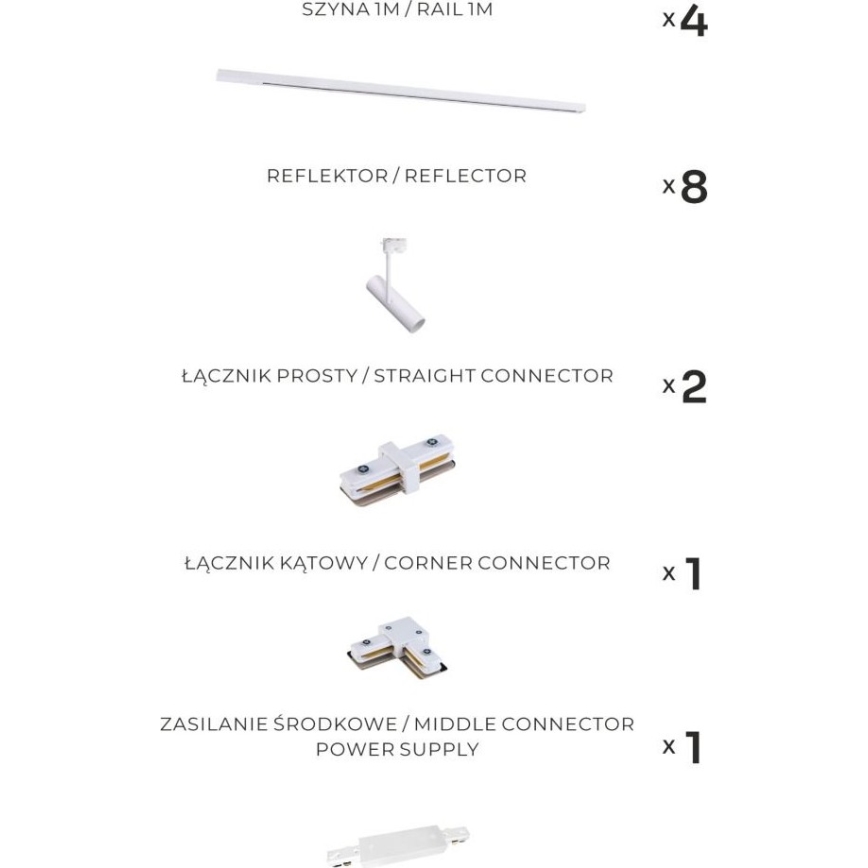 Zuma Line - Спот за шинна система 8xGU10/35W/230V бял