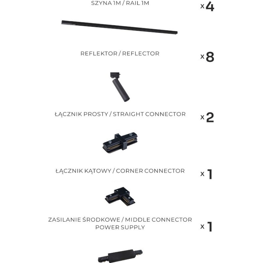 Zuma Line - Спот за релсова система 8xGU10/35W/230V черен