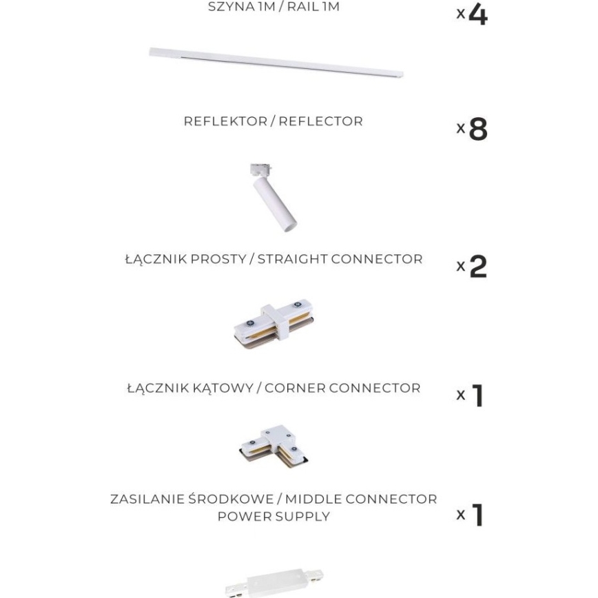 Zuma Line - Точково осветително тяло за шинна система 8xGU10/35W/230V бяло