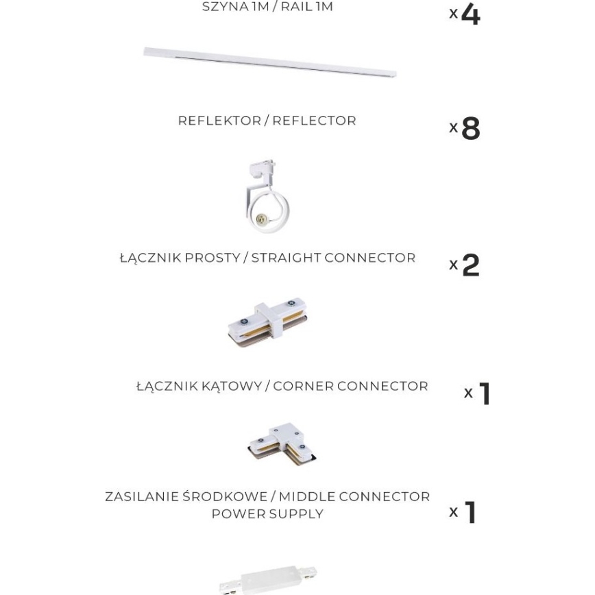 Zuma Line - Спот за релсова система 8xGU10/15W/230V бял