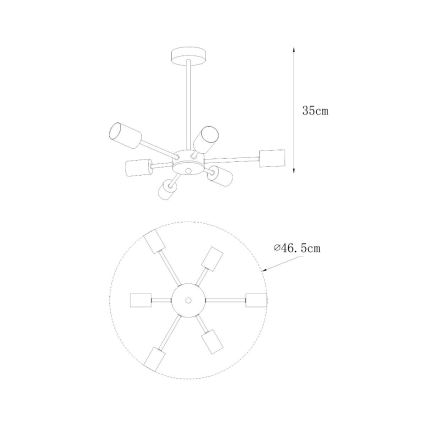 Zuma Line - Висящ полилей 6xE27/40W/230V черен/златист