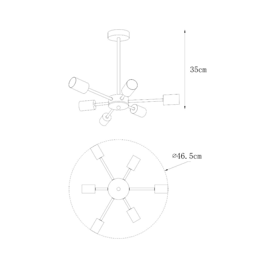 Zuma Line - Висящ полилей 6xE27/40W/230V черен/златист