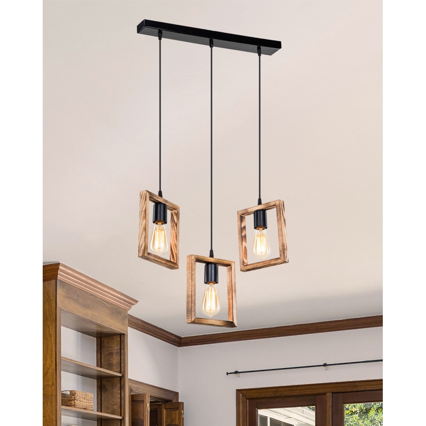 Zuma Line - Пендел 3xE27/20W/230V бор/черен