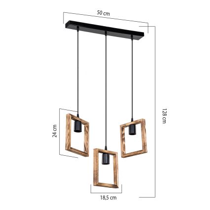 Zuma Line - Пендел 3xE27/20W/230V бор/черен