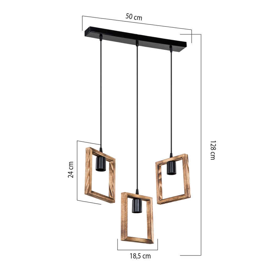 Zuma Line - Пендел 3xE27/20W/230V бор/черен