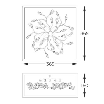 Zuma Line - Кристален плафон 4xG9/33W/230V черен/златист