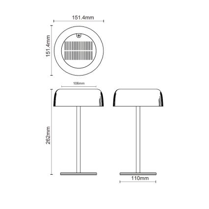 Zuma Line - LED Димируем соларен акумулаторен настолна лампа LED/2,5W/2000 mAh IP44 черен