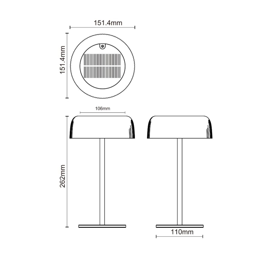 Zuma Line - LED Димируем соларен акумулаторен настолна лампа LED/2,5W/2000 mAh IP44 черен