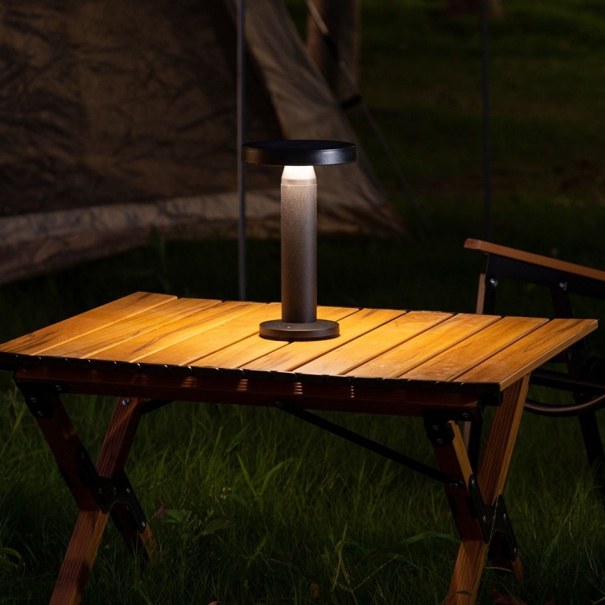 Zuma Line - LED Димируем соларен акумулаторен настолна лампа LED/2W/2000 mAh IP44 черен