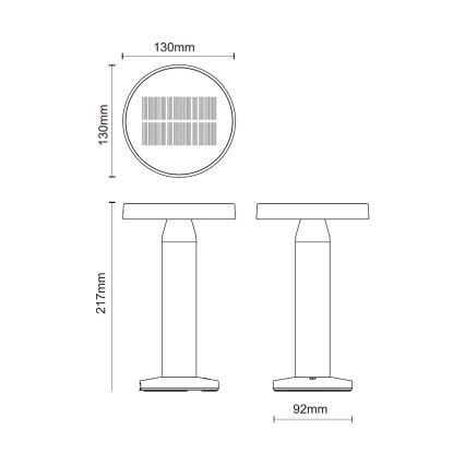 Zuma Line - LED Димируем соларен акумулаторен настолна лампа LED/2W/2000 mAh IP44 черен