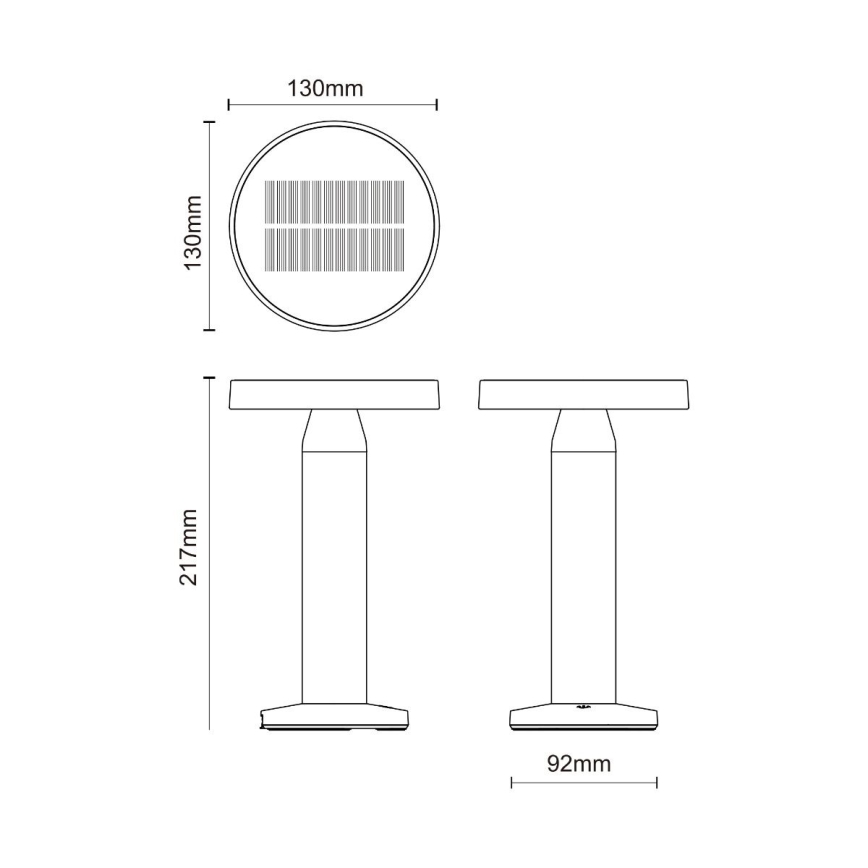 Zuma Line - LED регулируема соларна настолна лампа с вградена батерия LED/2W/2000 mAh IP44 черна