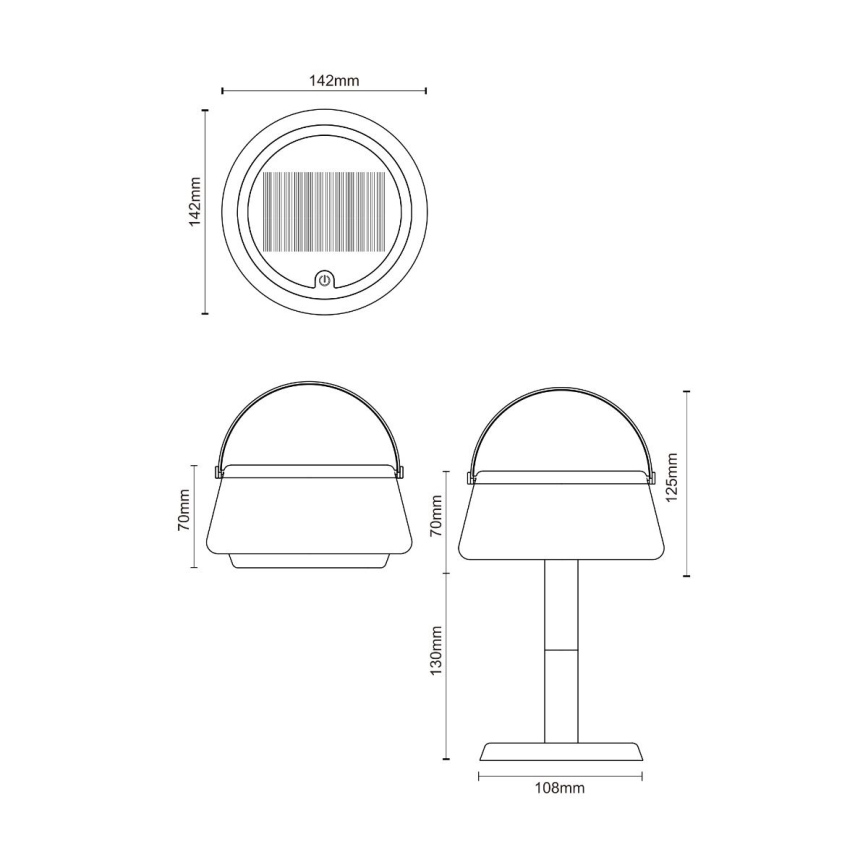 Zuma Line - LED Димируем соларен акумулаторен настолна лампа LED/2,2W/2000 mAh IP44 черен