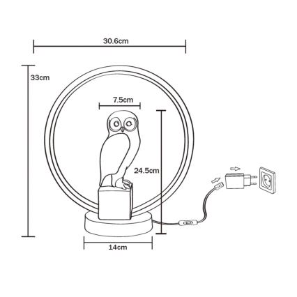 Zuma Line - LED Настолна лампа LED/4W/5V черен/бял
