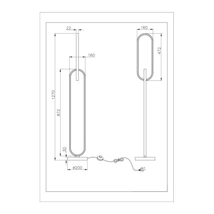 Zuma Line - LED подова лампа 2xLED/36W/230V черна/златна