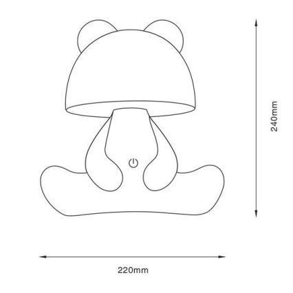Zuma Line - LED димируема детска настолна сензорна лампа LED/3W/230V мечка розов