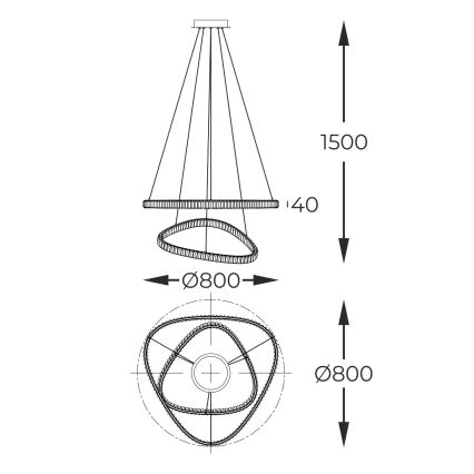 Zuma Line - LED регулируема кристална полилей на кабел LED/36W/230V 2700-6000K + дистанционно управление