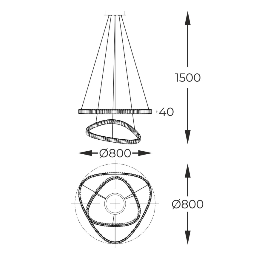 Zuma Line - LED регулируема кристална полилей на кабел LED/36W/230V 2700-6000K + дистанционно управление