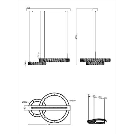 Zuma Line - LED полилей с кабелно окачване LED/36W/230V розово злато