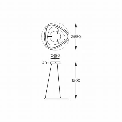 Zuma Line - LED Димируем пендел LED/34W/230V 3000K черен лъскав хром