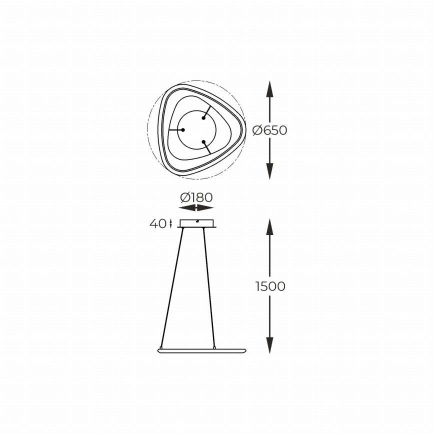 Zuma Line - LED Димируем пендел LED/34W/230V 3000K черен лъскав хром