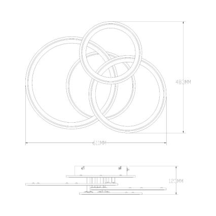 Zuma Line - LED Димируем плафон LED/55W/230V 3000-6000K черен + дистанционно управление