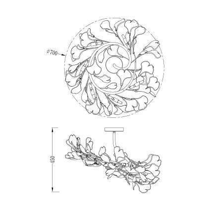 Zuma Line - Повърхностно монтиран полилей 6xG9/42W/230V Ø 70 см, златен