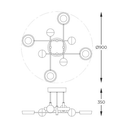 Zuma Line - Димируем LED плафон LED/60W/230V златист/черен