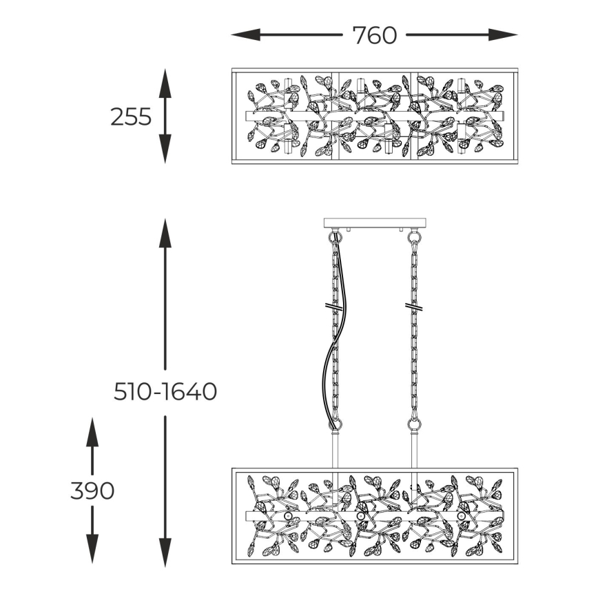 Zuma Line - Кристален пендел 6xG9/33W/230V черен/златист