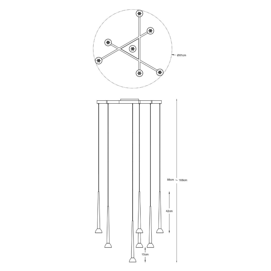 Zuma Line - LED полилей с кабелно окачване 7xLED/6W/230V черен