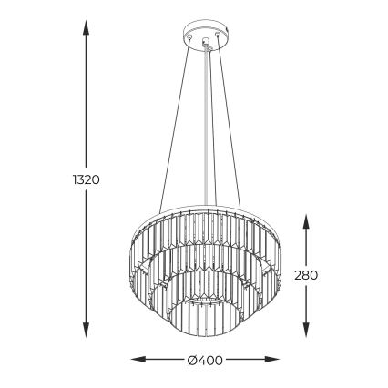 Zuma Line - Кристален пендел 4xE14/40W/230V черен
