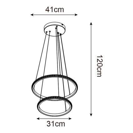 Zuma Line - LED Пендел RIDE LED/22W/230V + LED/14W Ø 41 см черен