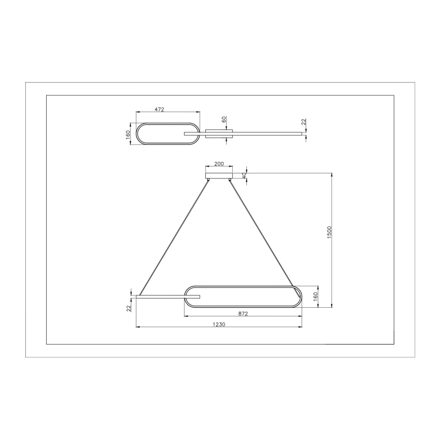 Zuma Line - LED полилей на кабел 2xLED/40W/230V черен/златен