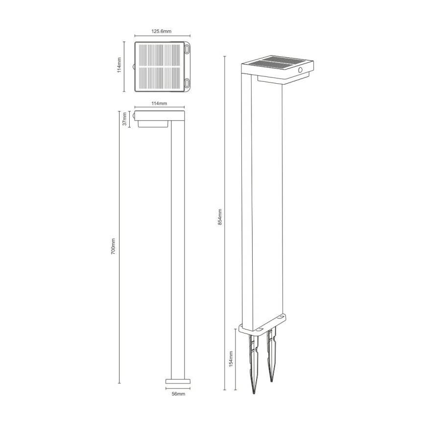 Zuma Line - LED соларна лампа с датчик за движение и здрач LED/4,5W/2000 mAh IP44 черна
