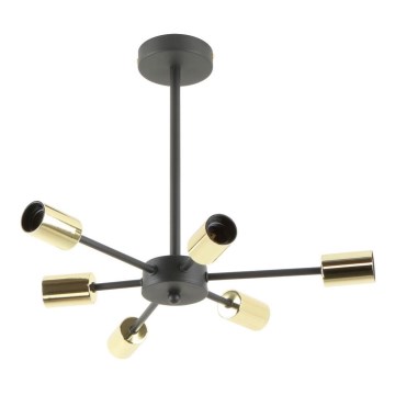 Zuma Line - Висящ полилей 6xE27/40W/230V черен/златист