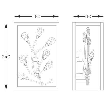 Zuma Line - Кристален аплик 1xG9/33W/230V черен/златист