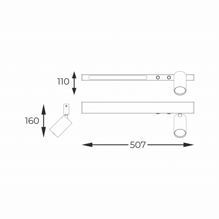 Zuma Line - LED Стенен спот 1xGU10/5W/230V + LED/8W черен