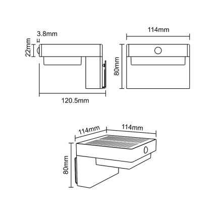Zuma Line - LED соларен стенен фенер с датчик за движение и здрач LED/4,5W/2000 mAh IP44 черен