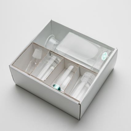 К-кт 1 x стъклена бутилка, 1 x стъклена запушалка и 6x чаша за шот прозрачен