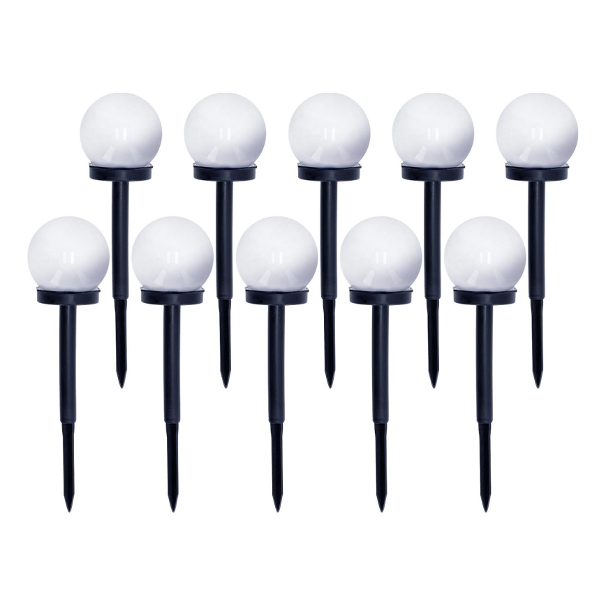 К-кт 10x LED Соларна лампа LED/0,12W/1,2V 6500K IP44 черен/бял