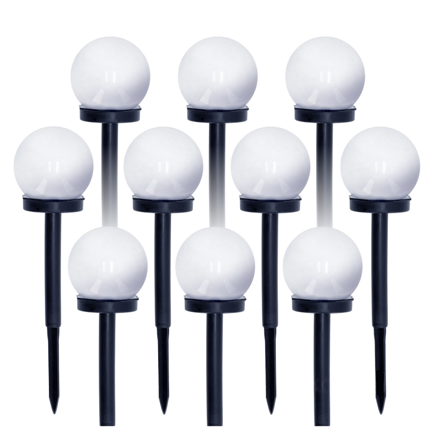К-кт 10x LED Соларна лампа LED/0,12W/1,2V 6500K IP44 черен/бял