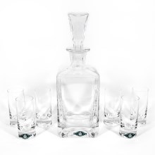 К-кт 1бр. стъклена бутилка, 1бр. стъклена тапа и 6бр. чаши за шотове прозрачни