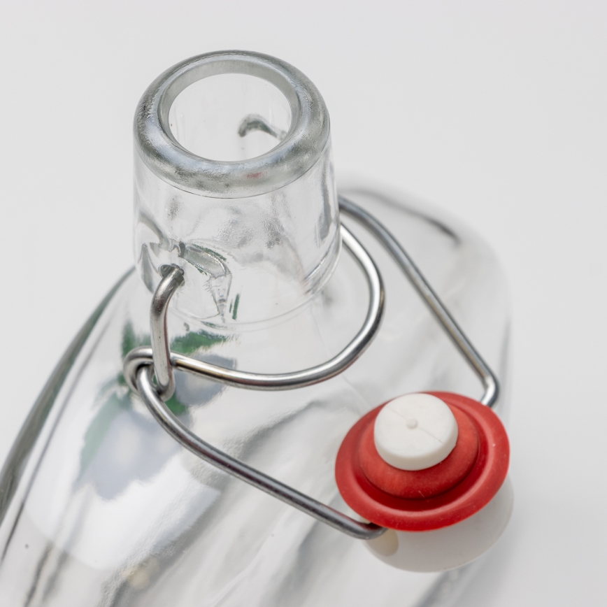 К-кт 1x стъклена бутилка и 2x чаша за шот прозрачен с мотив на слива