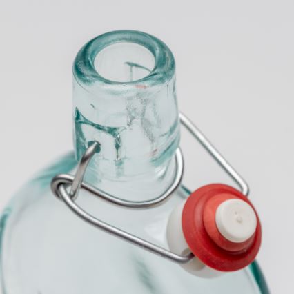 К-кт 1x стъклена бутилка и 2x чаша за шот прозрачен с мотив на кайсия