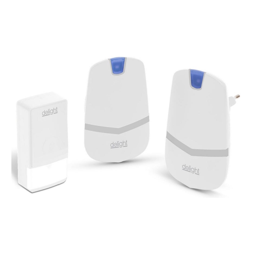 К-кт 2 бр. Безжичен звънец за контакт 230V IP44 бял