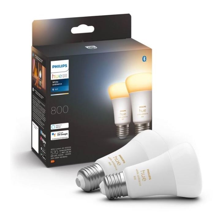 К-кт 2 бр. LED димируеми крушки Philips Hue WHITE AMBIANCE E27/6W/230V 2200-6500K