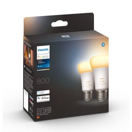 К-кт 2 бр. LED димируеми крушки Philips Hue WHITE AMBIANCE E27/6W/230V 2200-6500K