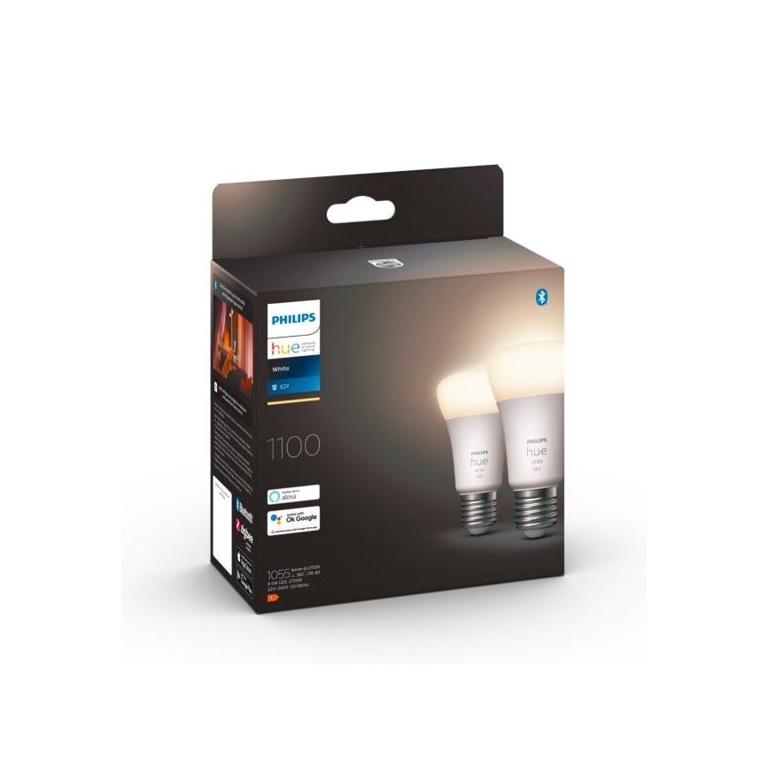 К-кт 2 бр. LED димируеми крушки Philips Hue WHITE E27/9,5W/230V 2700K