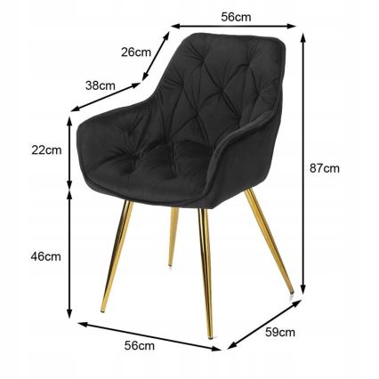 К-кт 2 бр. трапезни столове HANA черен